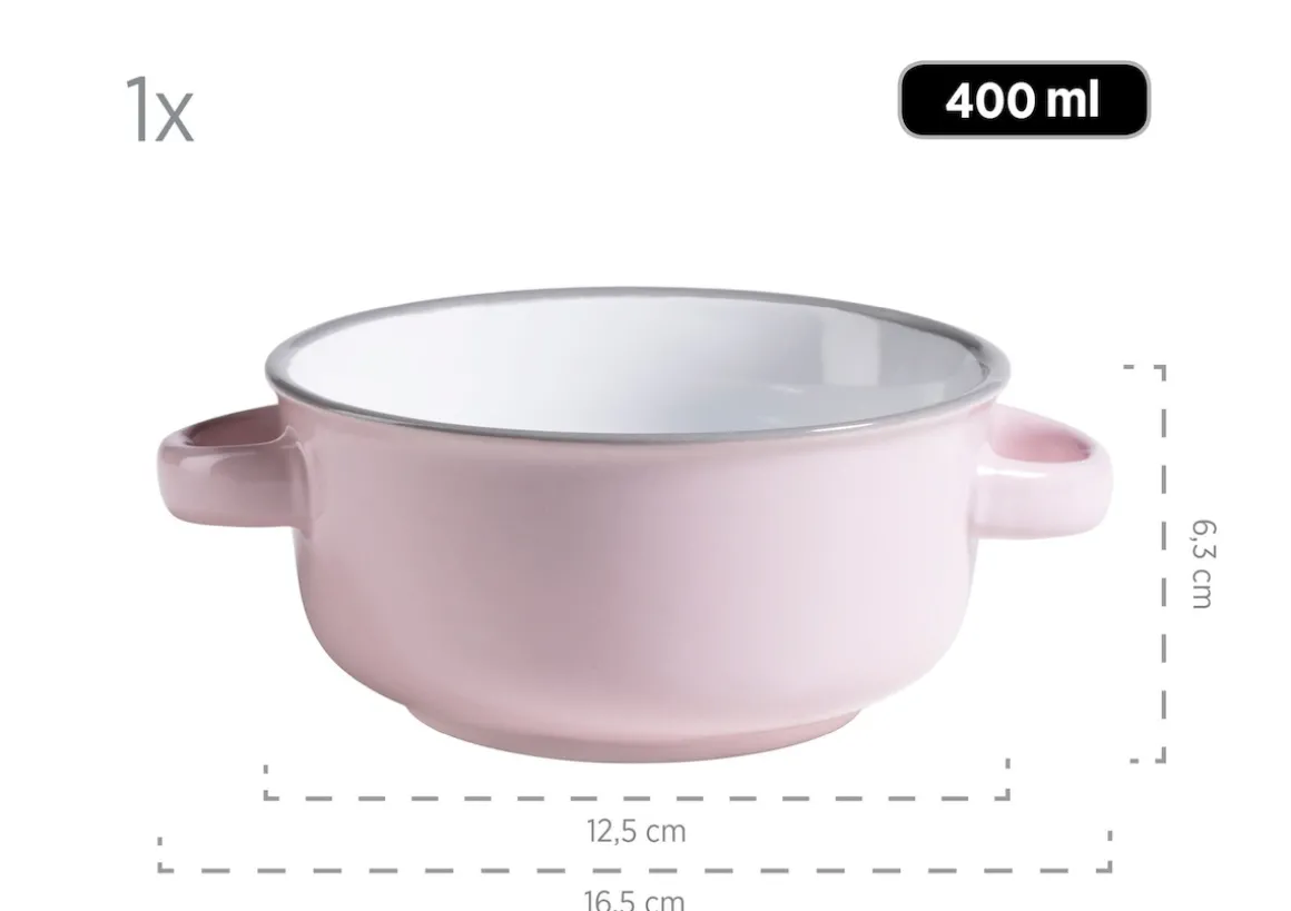 Suppentassen-Set, Steinzeug Maila Hellblau, Hellgrün, Rosa, Grau