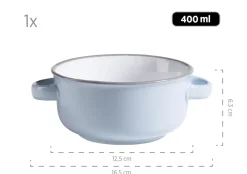 Suppentassen-Set, Steinzeug Maila Hellblau, Hellgrün, Rosa, Grau