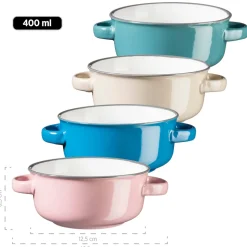 Suppentassen-Set, Steinzeug Maila Petrol, Altrosa, Beige, Dunkelblau