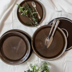 Suppenteller-Set, Steinzeug Niara Schwarz / Grau