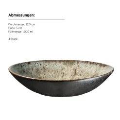 Suppenteller-Set, Steinzeug Carellia Grau