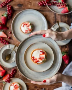 Suppenteller-Set, Steinzeug Nebelwald