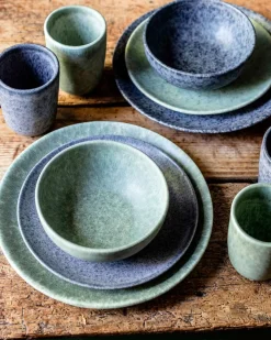 Suppenteller-Set, Steinzeug Moos'N'Stein Grau