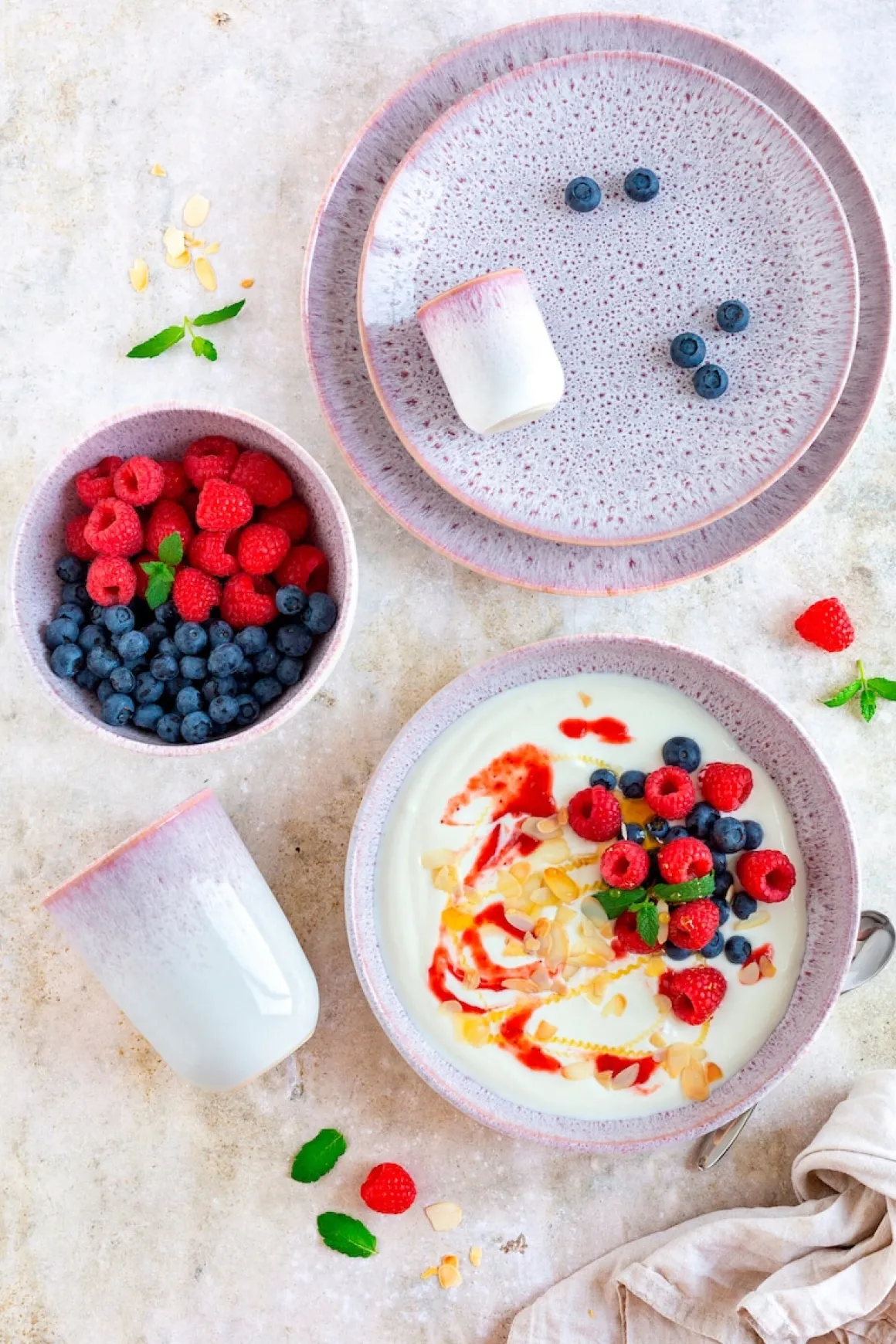 Suppenteller-Set, Steinzeug Alpenwiese Beere