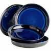 Suppenteller-Set, Steinzeug Niara Schwarz / Blau