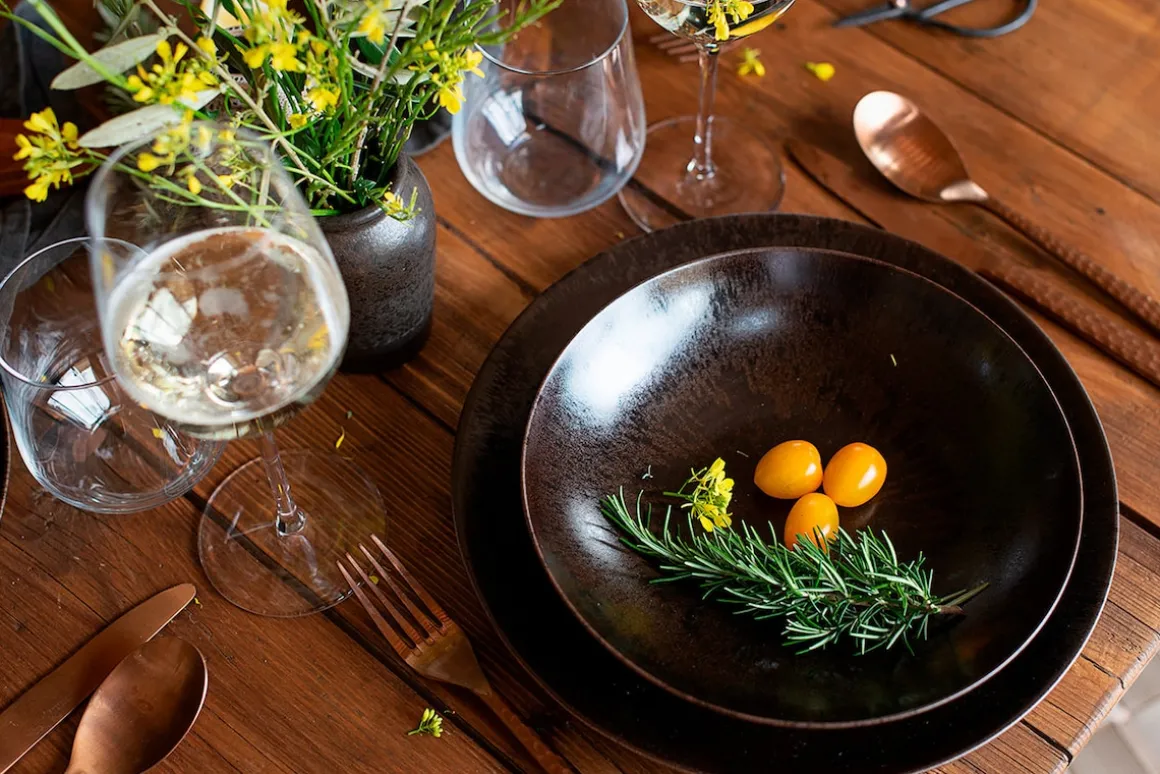 Tafelservice, Keramik Metallic Bronze