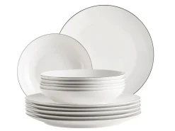 Tafelservice, Porzellan Felise Weiß / Schwarz