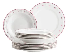 Tafelservice, Porzellan Lova Weiß / Rot
