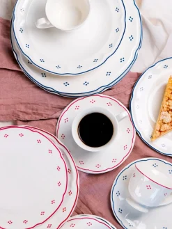 Tafelservice, Porzellan Lova Weiß / Rot