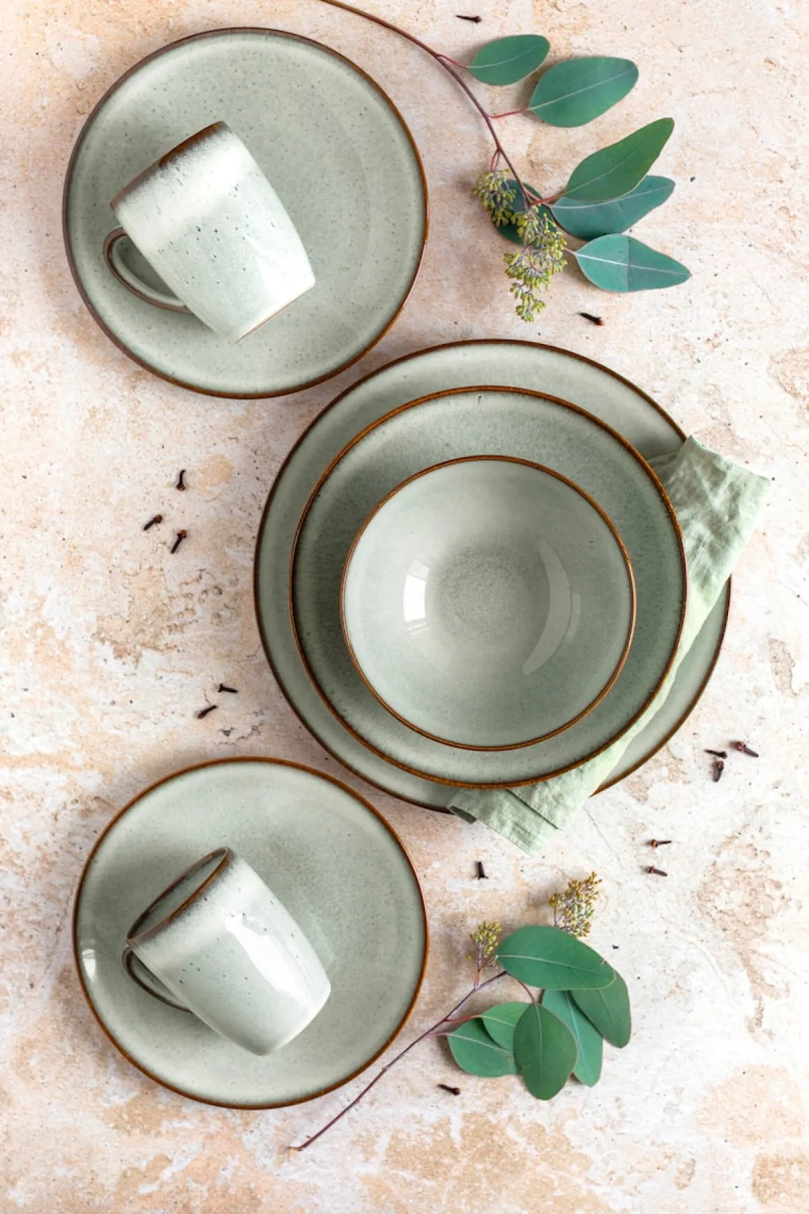 Tafelservice, Steinzeug Smoky's Grün