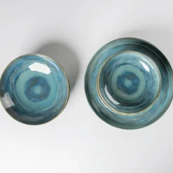 Tafelservice, Steinzeug TIEFER SEE Blau / Grün