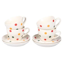 Tassen-Set „Kunterbunt“ mit Untertassen, 8-teilig, je 200 ml