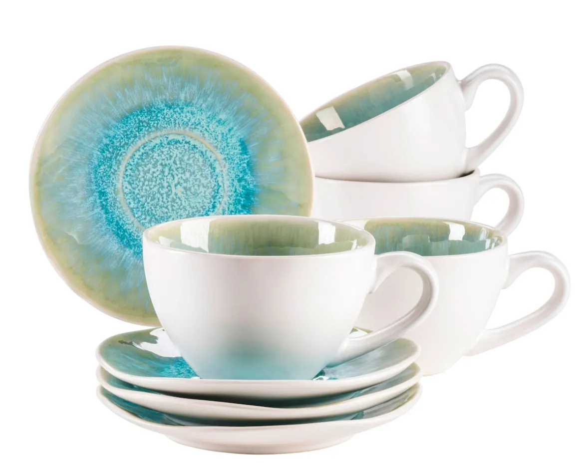 Tassen-Set, Steinzeug Frozen Grün