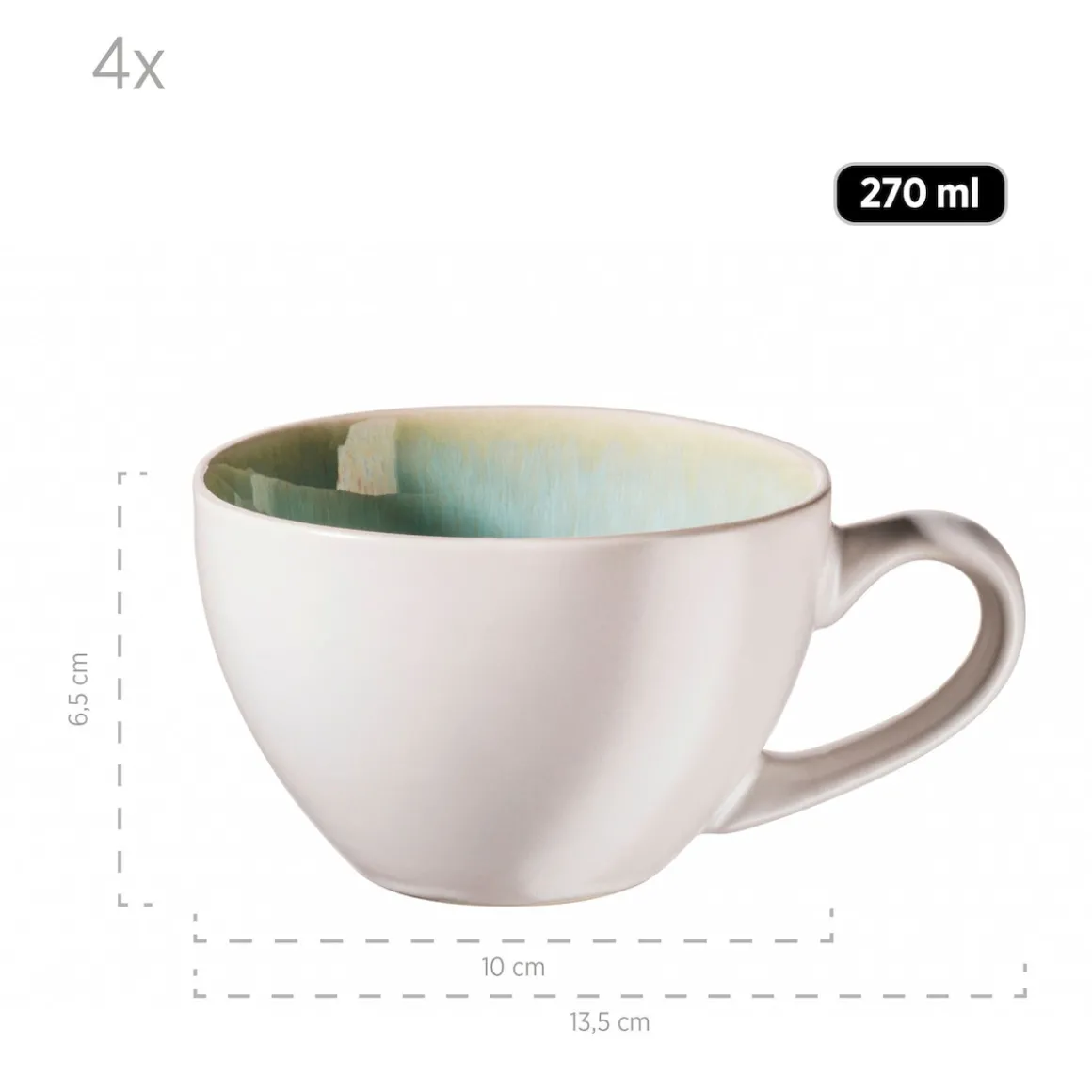 Tassen-Set, Steinzeug Frozen Grün