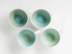 Tassen-Set, Steinzeug Frozen Grün