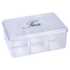 Teebox, transparent mit 6 Fächern