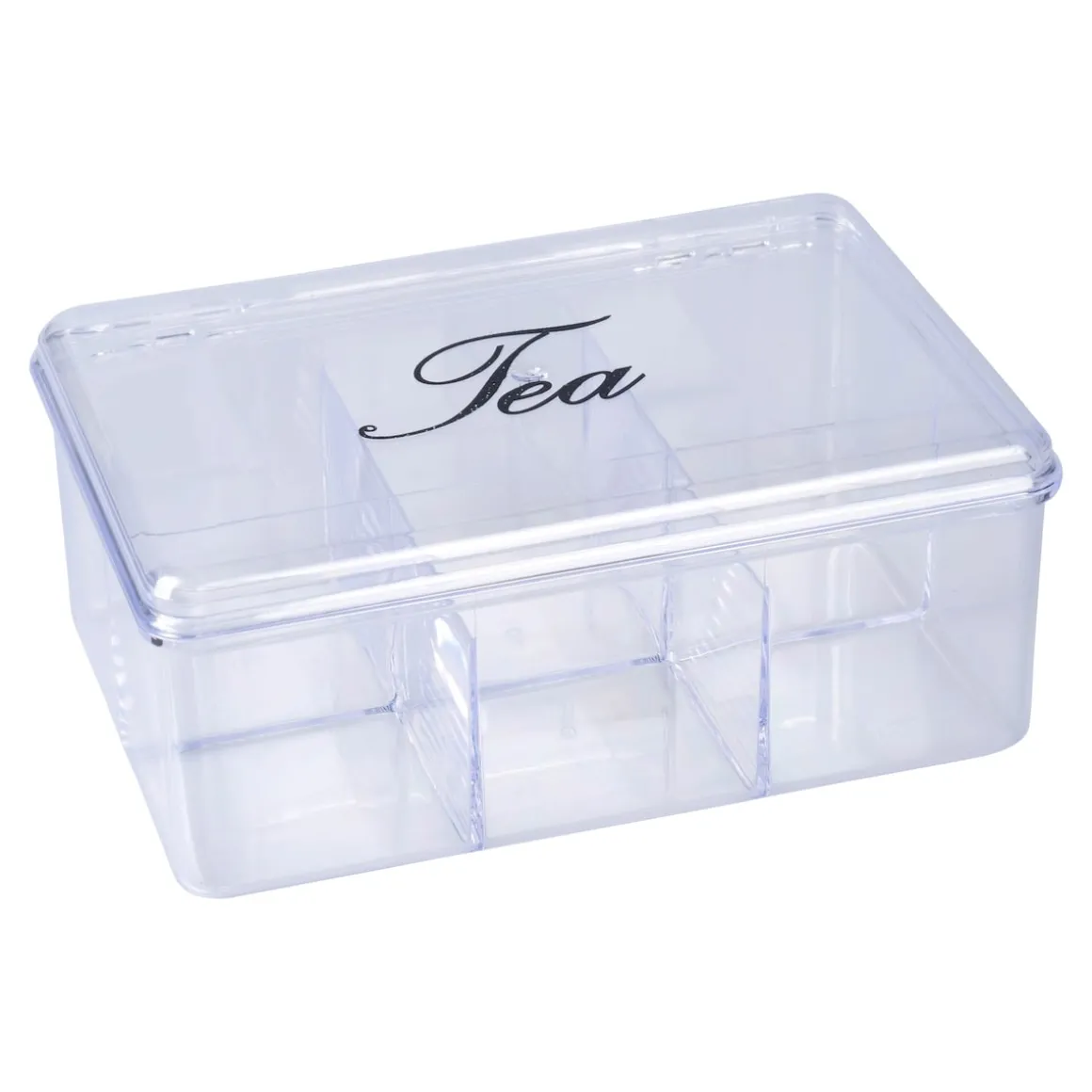 Teebox, transparent mit 6 Fächern