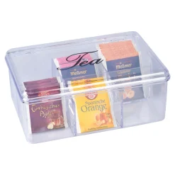 Teebox, transparent mit 6 Fächern