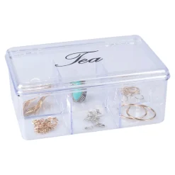 Teebox, transparent mit 6 Fächern