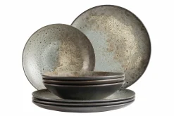 Teller Set, Steinzeug Carellia Grau