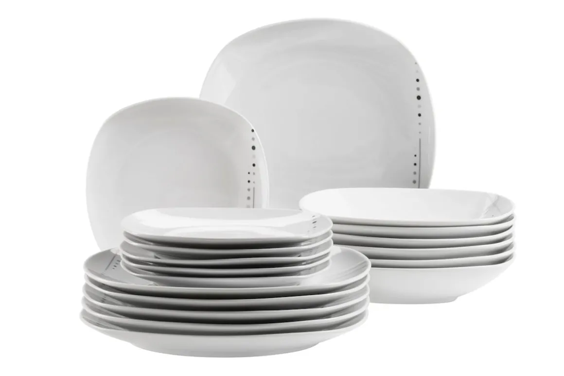 Tellerset, Porzellan Fadilla 6 x Speiseteller, 6 x Suppenteller, 6 x Dessertteller