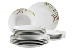 Tellerset, Porzellan Herbal Garden 6 x Speiseteller, 6 x Suppenteller, 6 x Dessertteller