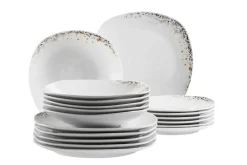 Tellerset, Porzellan Space Dust 6 x Speiseteller, 6 x Suppenteller, 6 x Dessertteller