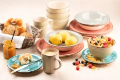 Teller-Set, Steingut Lumaca Olivgrün