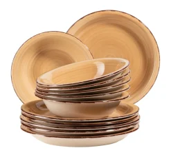 Teller-Set, Steingut Lumaca Olivgrün