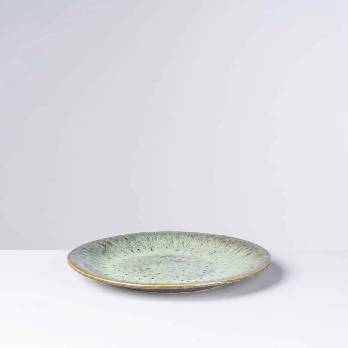 Teller-Set, Steinzeug Flussufer blau, grün, braun