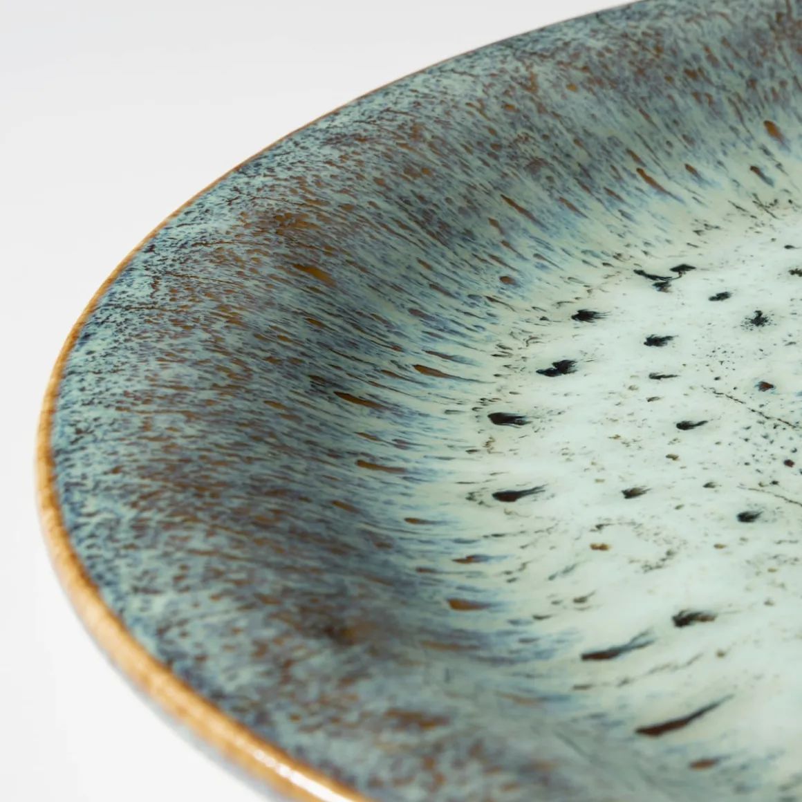 Teller-Set, Steinzeug Flussufer blau, grün, braun