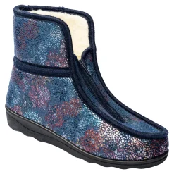 Thermo-Hausschuh „Fleur“ blau
