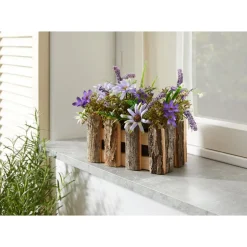 Tischdeko "Blumenzaun" blau