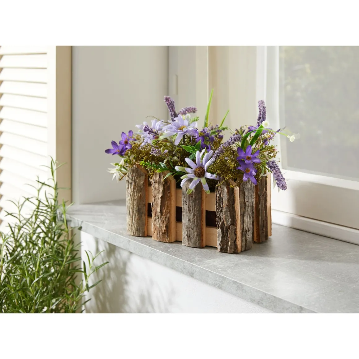 Tischdeko "Blumenzaun" blau