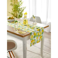 Tischläufer & Glasuntersetzern-Set „Zitronentraum“, 5-teilig