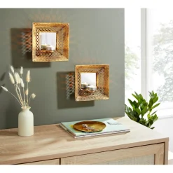 Wandleuchten mit Spiegel, 2 Stück