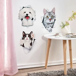 Wandsticker "tierische Freunde" Katze, schwarz-weiß