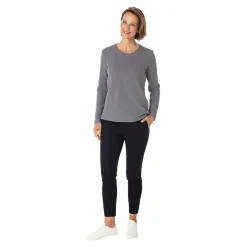 Warmer Damen- Pullover, fein gerippt grau