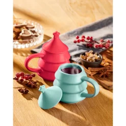 Weihnachtstasse „Tannenbaum“ mit Deckel, 270 ml bordeaux