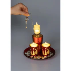 Weihnachtsteller-Set inkl. 3 LED-Kerzen