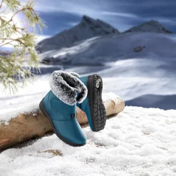 Winterstiefelette mit Spikes & Klett „Monika“ petrol