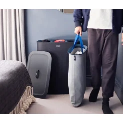 Wäschesammler, Wäschekorb Tota Trio mit Deckel, 3 Fächer, 90 l schwarz