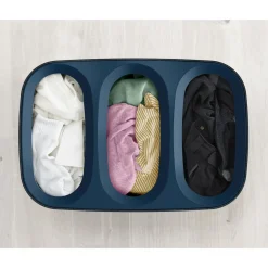 Wäschesammler, Wäschekorb Tota Trio mit Deckel, 3 Fächer, 90 l schwarz