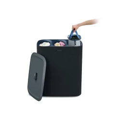 Wäschesammler, Wäschekorb Tota Trio mit Deckel, 3 Fächer, 90 l schwarz