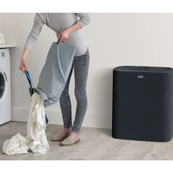 Wäschesammler, Wäschekorb Tota Trio mit Deckel, 3 Fächer, 90 l schwarz